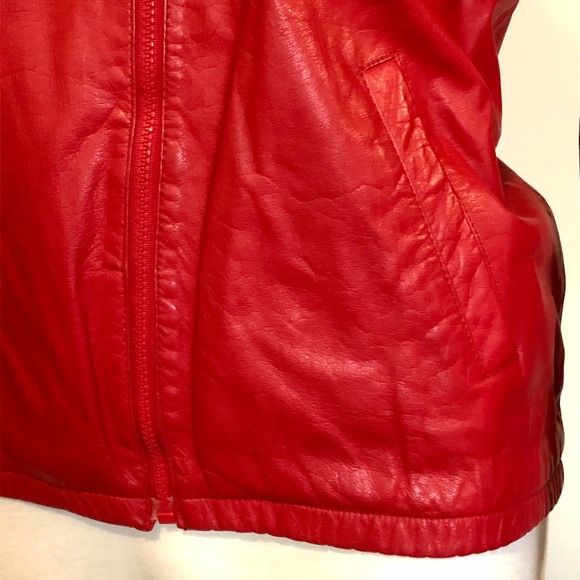 Vintage 'Eaton' Cherry-Red Leather Bomber Jacket - Picture 6 of 14